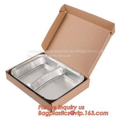 Food grade aluminium foil container/ carryout lunch box/tray with Cardboard Lid,airline foil food container bagplastics