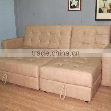Brown Leather Luxury Corner Sofa Bed Sleeper Furniture photo-4