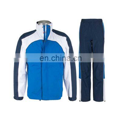 Custom design Plain Gym Tracksuit New style muscle fit black and blue gym clothes stripe training jogging polyester tracksuit