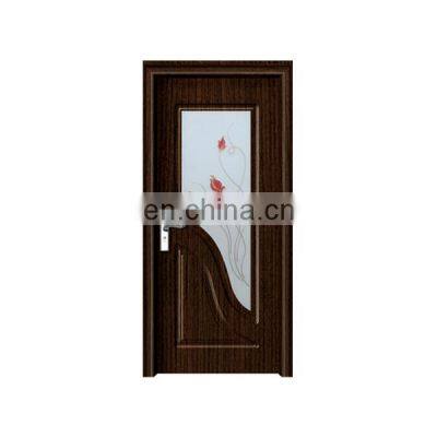 Double glass pvc door toilet  home interior design waterproof membrane casement bathroom door vinyl profiles  pvc