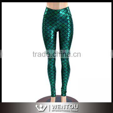 Emerald Green Dragon Scale High Waist Mermaid Leggings