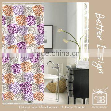 100% Polyester Printed Eyelet Embroidery Shower Curtain