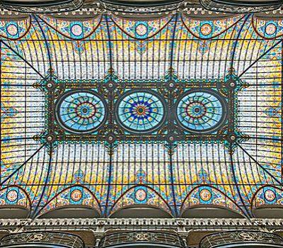 Art pattern Customized Skylight Building Tempered Tiffany Stained Glass Ceiling Dome