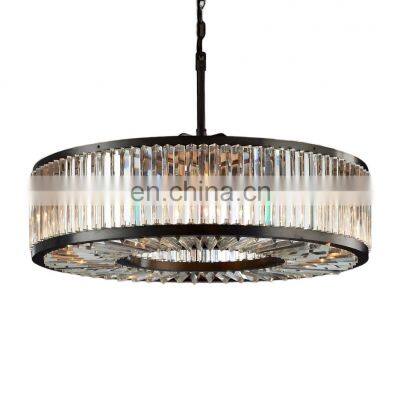 Luxury WELLES round crystal metal chandelier for ceiling hanging lighting in family hotels and bars