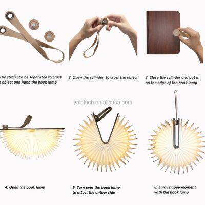 Wooden Book Shaped Rechargeable Folding Book Light For Reading With Magnetic photo-5