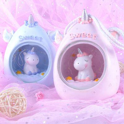 LED Resin Unicorn Night Light For Children Baby Kids Bedside Lamp children Toy Animal Bedroom Decor Lighting Xmas birthday Gift