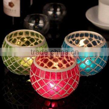 Red Blue Green Wedding mosaic candle holder new design