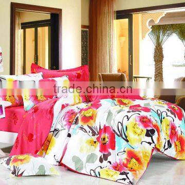 Pigment Print Flower Bedding Cotton Duvet Cover Bed Set