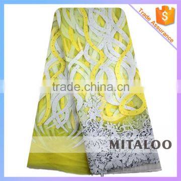 Mitaloo MFL0130 African White Lace Polyester Fabric Net Lace Nigeria Orange African Lace photo-2