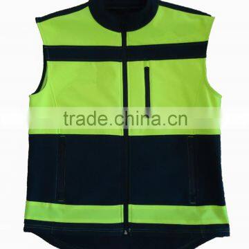 Workwear soft shell safety hi vis yellow& navy two tone vest