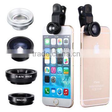 mobile phone camera lens 4 in 1 fish eye lens, Macro,wide angle,CPL