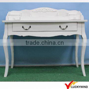 3 Drawers Shabby Wood Console Table White photo-5