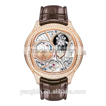 Hot skeleton dial stainless steel japan movt factory unisex watch