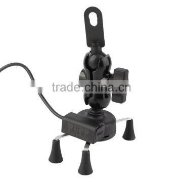 12V Bicycle Motorcycle Phone GPS Stand Holder USB Charger Power Outlet Socket For 3.5-6 Inch Mobile Phone photo-4