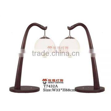 Wood Lamp With White Polish Glass Lampshade photo-3