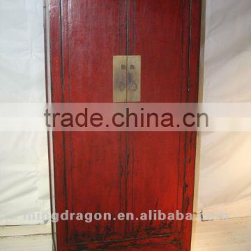 Chinese antique furniture pine wood red shanxi two door two drawer clothes cabinet