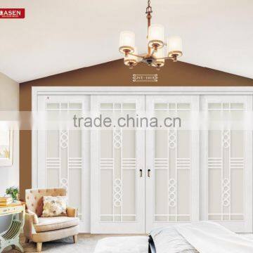 Top Fashion Wood Glass Door Design White Painting Four Sliding Doors for Exterior