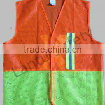 100% polyester mesh fabric combined color with warning tapes reflective safety vest