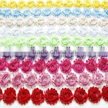 1.5" Shiny Lovely Rosette Shabby Flowers Trim,Chiffon Shabby Flowers,Shabby Chiffon Flowers