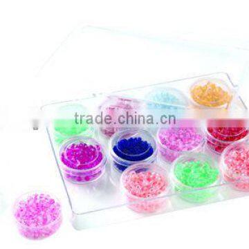 Jewelry plastic bead box Clear Rectangle Acrylic Box With 12 Scrw-top Vials