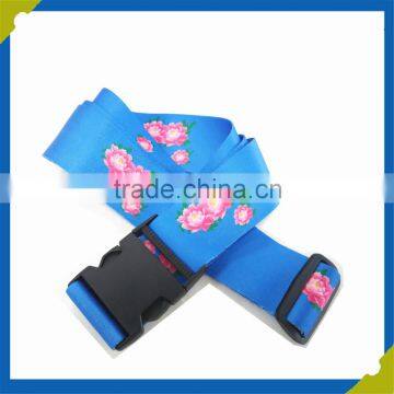 2015 new polyester guitar strap or luggage belt with plastic password lock buckle and heat transfer print logo