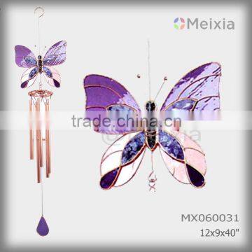 MX060031 wholesale tiffany style stained glass butterfly decorated wind chime bell for indoor or outdoor home decoration item                        
                                                Quality Choice