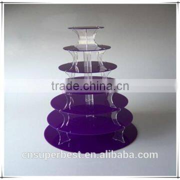 Purple 7 tiers acrylic cupcake stand