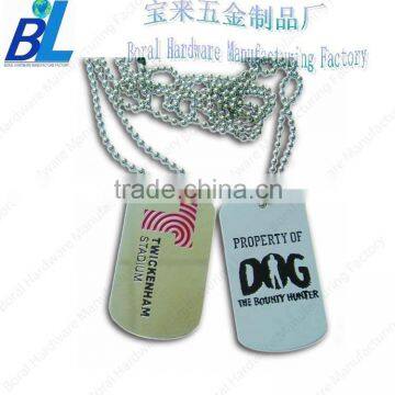 Die cutted stainless steel dog tag with ball chain