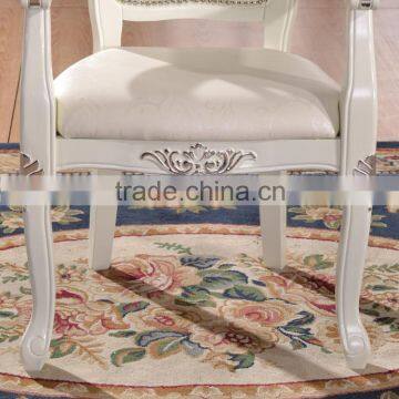 Rubber Wood White Leather Armchair High Back Dining Chair photo-4