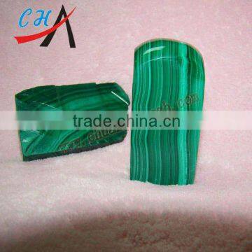 Round Fine Polished Green Malachite Gemstone Stamp