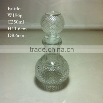 250ml round glass wine bottle with glass stopper