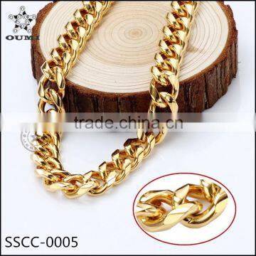 Men's Gold Tone Thick round Cut Cuban Curb Link Chain Necklace with lobster clasp                        
                                                                                Supplier's Choice