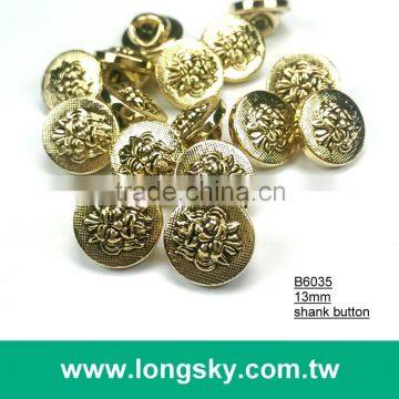 (#B6035/13mm) round shape abs material metallic plating effects shank button with lion totem