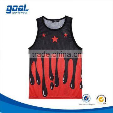 Custom design digital printing breathable mesh fabric basketball tops