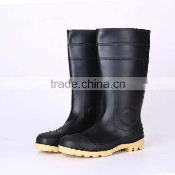 2016 Unisex black safety PVC rain boots with steel toe, steel toe insert safety boots