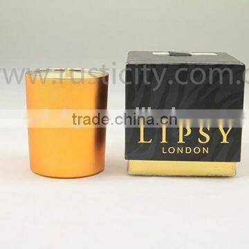 Flameless item scented soy candle in gold class jar
