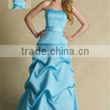 LIght Ice Blue Strapless A-line Ruffled Layered Bridesmaid Dress XYY-k41-11