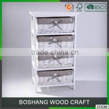 Small Cheap Indoor Storage Wooden Cabinet With Many Wicker Drawers photo-4