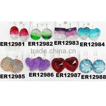 cheap wholesale daily wear christmas resin crystal clip on earrings