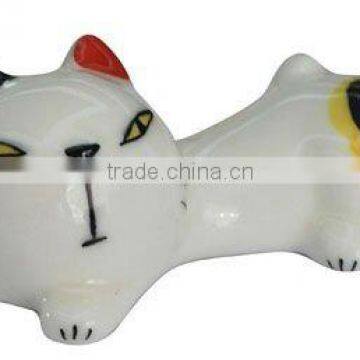 Handmade Porcelain Cat Decoration China Ceramic Favor(HJEW-R122)