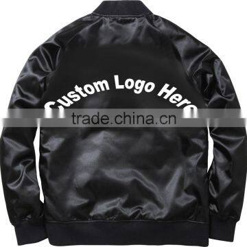 Mens Black Satin Bomber Jacket