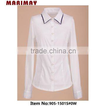 Contrast color office uniform design ladies new design fashion top