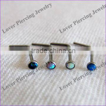 With Opal Top Design High Polish Stainless Steel Unique Nose Studs [OB-261]