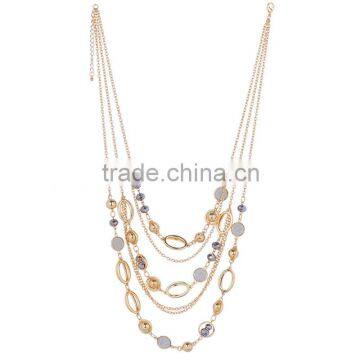 Wholesale new design fashionable multi layered rhinestone gold ball women necklace