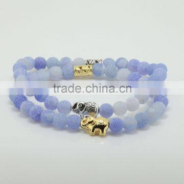 Especial Light Purple Gemstone Bead Stretch Elephant Hair Bracelets Men Bracelet Stone