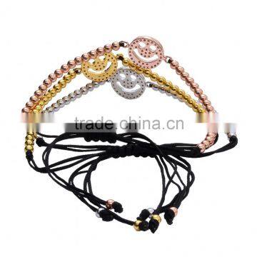 High Quality Silver Copper Bead Bracelets With Silver Smile Charm Tassel Bangle Bracelet photo-5