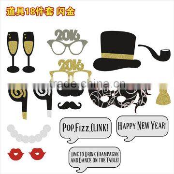 The new series of 18 sets of glitter paper hat beard glasses mold 2016 party props