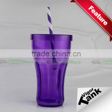 Double Wall Plastic Cup with Straw