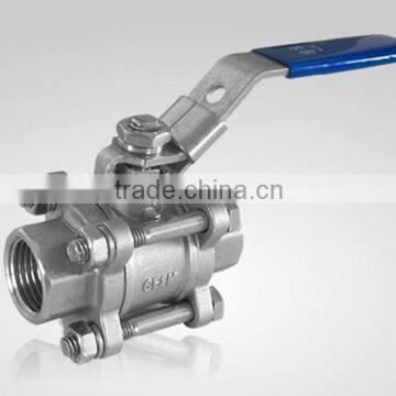 Stainless Steel Female Thread 3 Pcs Lever Opertaed Ball Valve