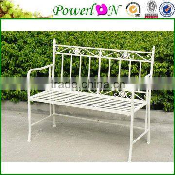 Hot Selling New Vintage Wrought Iron White Garden Bench For Park Patio I21 TS05 X11B PL08-10288